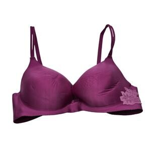Victorias Secret Angels Secret Embrace Sz 34D No Wire Bra Purple Floral Sides